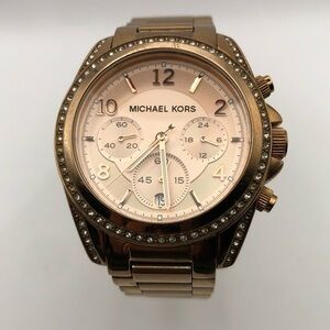 Michael Kors Women’s Watch Rose Gold Band (New Battery) Crystal Clear Beautiful